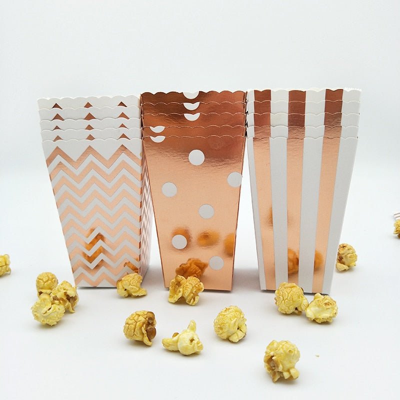 Rose Gold Popcorn Boxes, Gold Popcorn Boxes, Metallic Candy Boxes, 12 Pcs Candy Boxesproduct_type