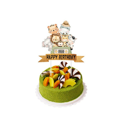 Safari Adventure Cupcake Toppers - Jungle Animal Cupcake Flags, Animal Birthday Cake Picksproduct_type