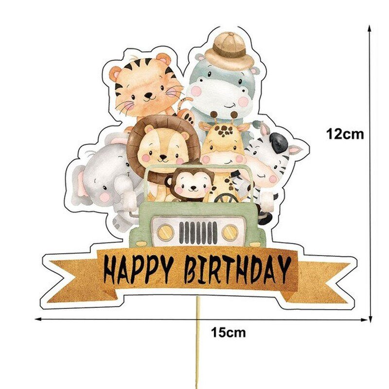 Safari Adventure Cupcake Toppers - Jungle Animal Cupcake Flags, Animal Birthday Cake Picksproduct_type