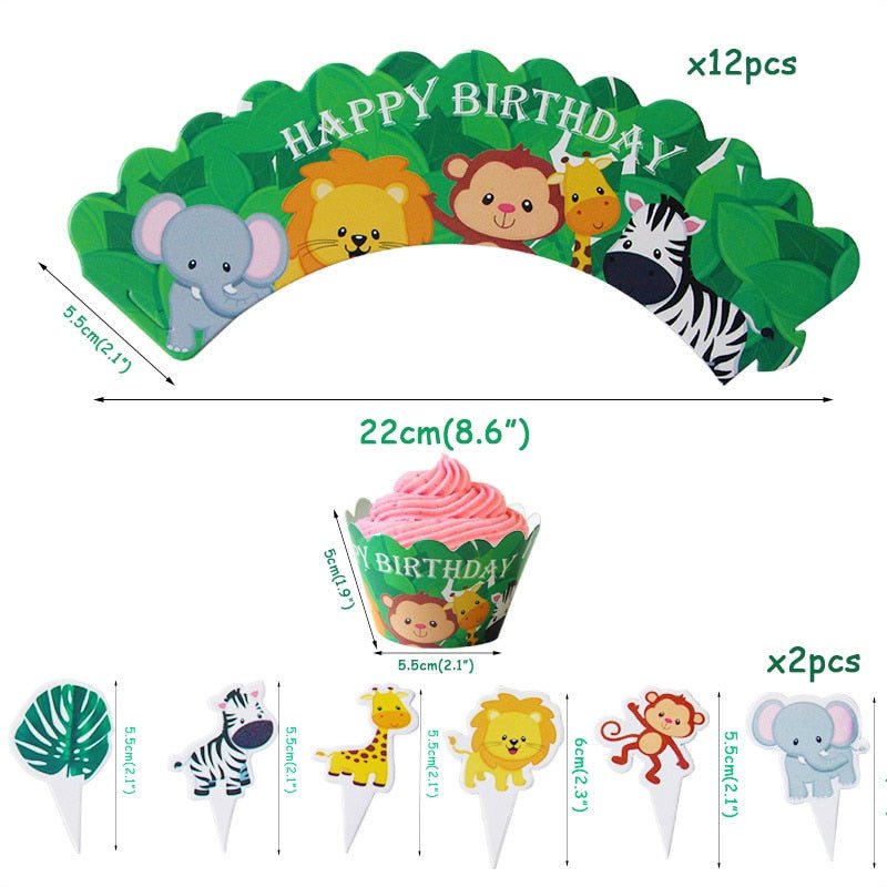 Safari Birthday Cake Toppers - Jungle Party Cake Toppers, Wild One Cake Toppersproduct_type