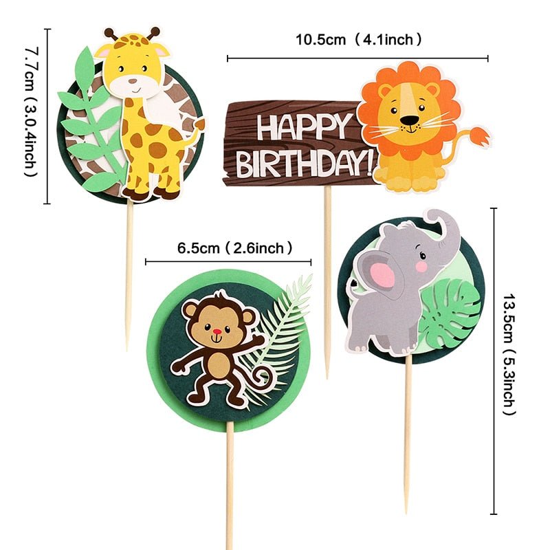 Safari Birthday Cake Toppers - Jungle Party Cake Toppers, Wild One Cake Toppersproduct_type