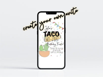 Taco Twosday 2nd Birthday Invitation Template | 2nd Birthday Digital Invitation Template | Fiesta Night Themeproduct_type