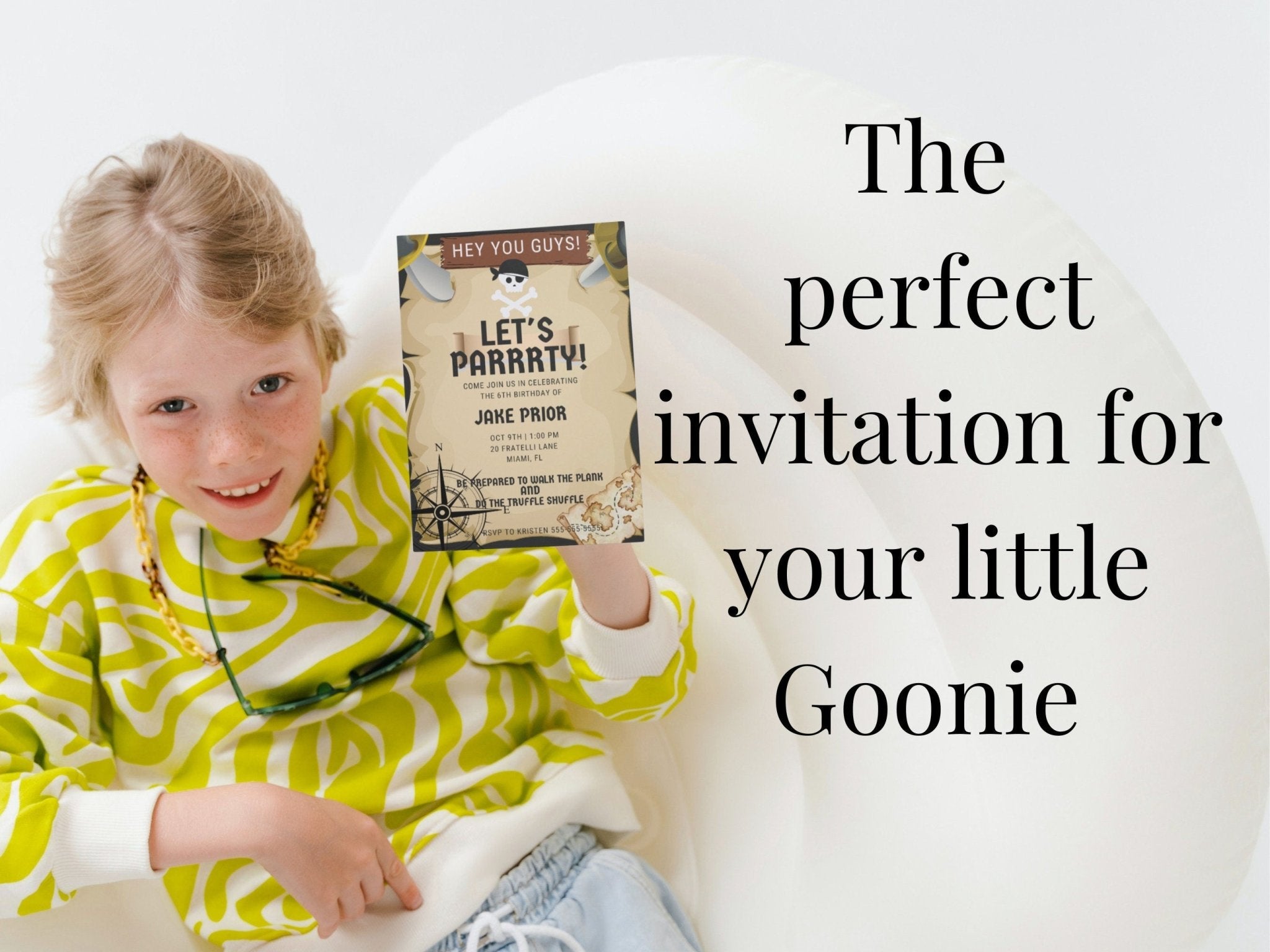 The Goonies Birthday Invitation, Pirate Birthday Invitation, Children&