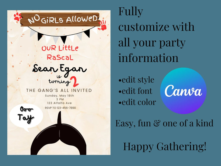 The Little Rascals Birthday Invitation, Little Rascals Children's Birt ...