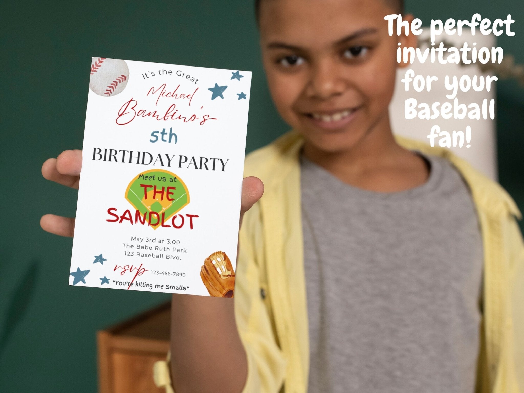 The Sandlot Birthday Invitation, Baseball Invitation, children's birth ...