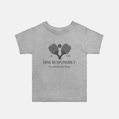 Toddler Pickleball Tee, &quot;Dink Responsibly&quot; Funny Pickleball Tee for Kidsproduct_type