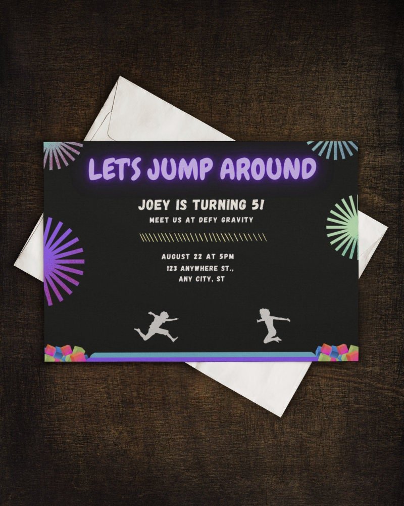 Trampoline Park Birthday Invitation, Trampoline Park Party Invitation Template, Trampoline Park Birthdayproduct_type