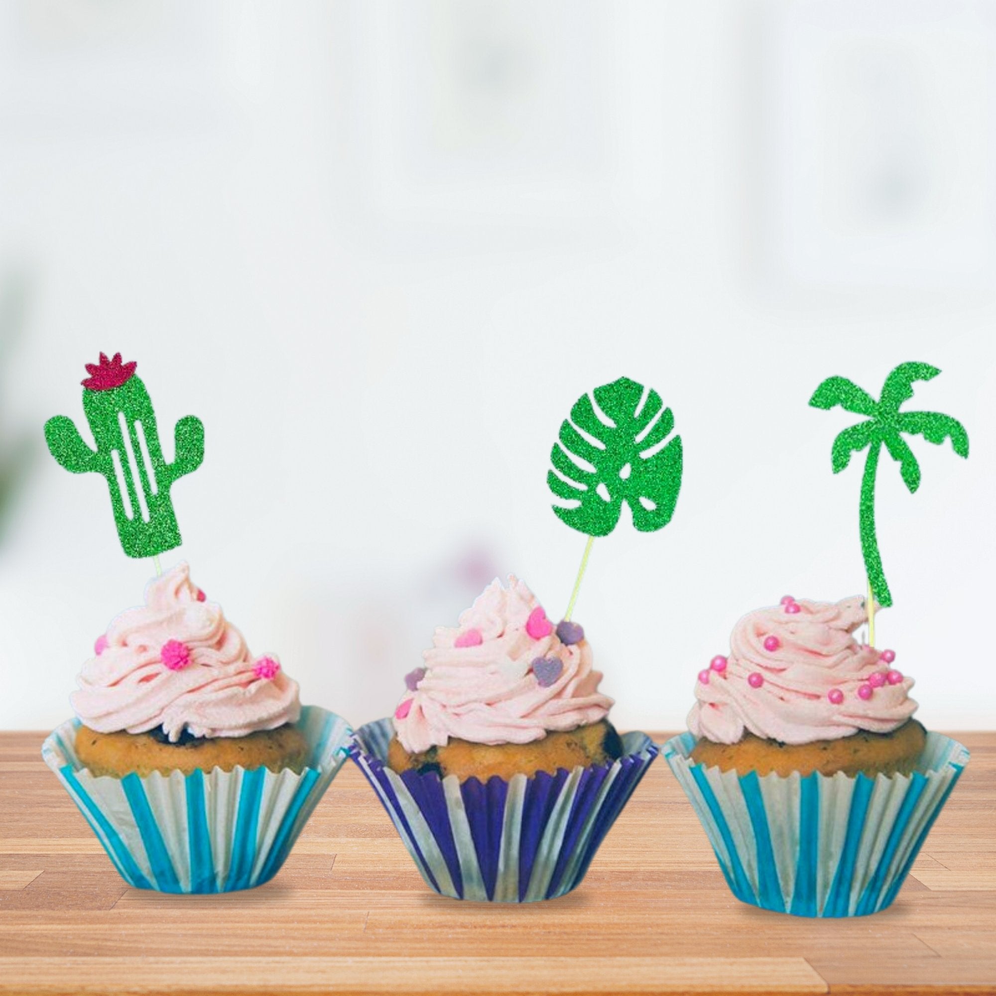 Tropical Cupcake Flags, Hawaiian Summer Party Cake Topper, Kids Tropical Birthday Partyproduct_type