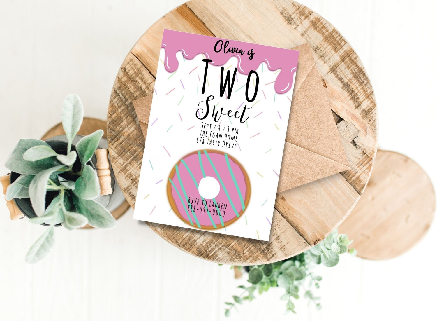 Two Sweet Second Birthday Invitation Template | Candy Theme Party Inviteproduct_type