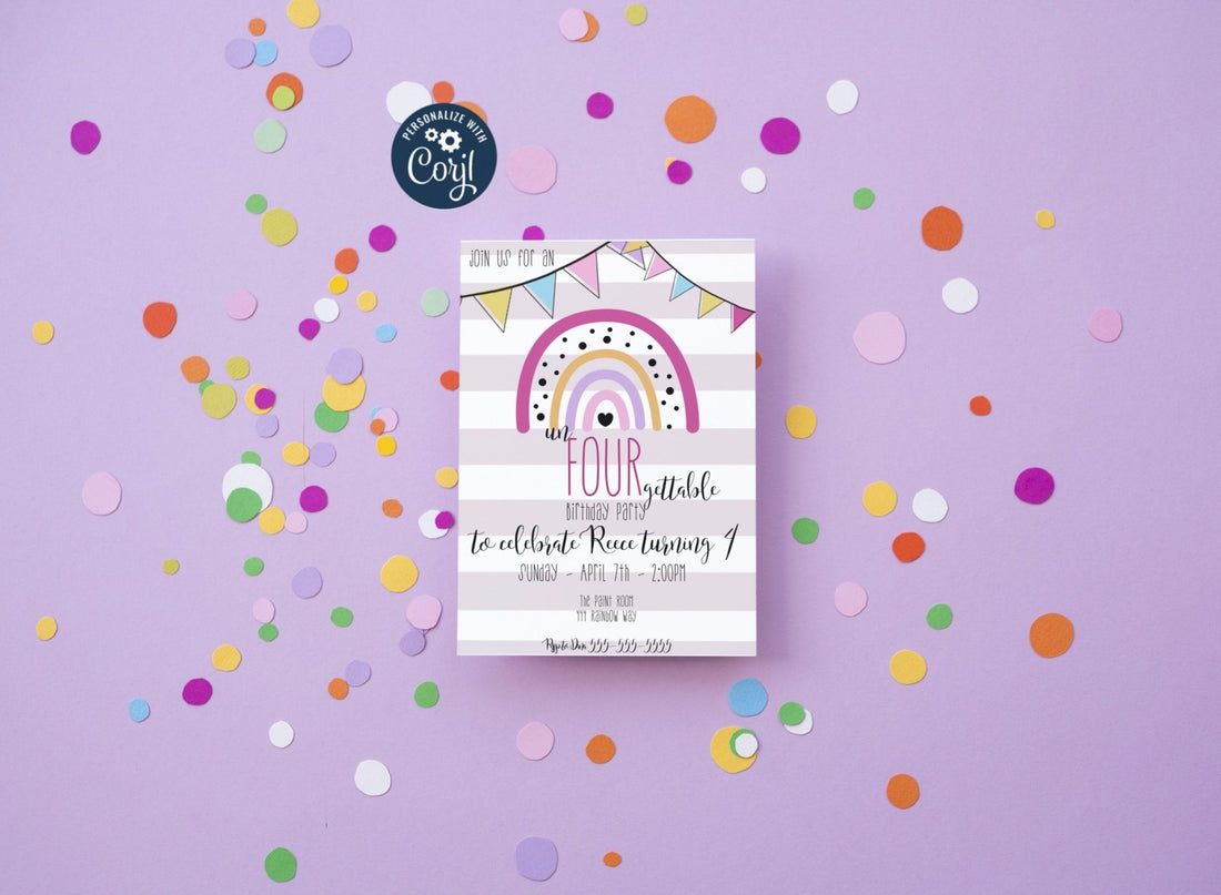 Unfourgettable Birthday Invitation Template | Fourth Birthday Invitation Template | Rainbow Theme, children’s birthday invitationproduct_type