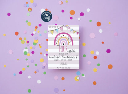 Unfourgettable Birthday Invitation Template | Fourth Birthday Invitation Template | Rainbow Theme, children’s birthday invitationproduct_type