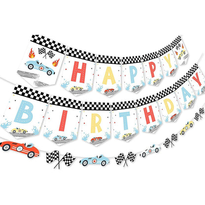 Vintage Race Car Birthday Decorations, Happy Birthday Bannerproduct_type