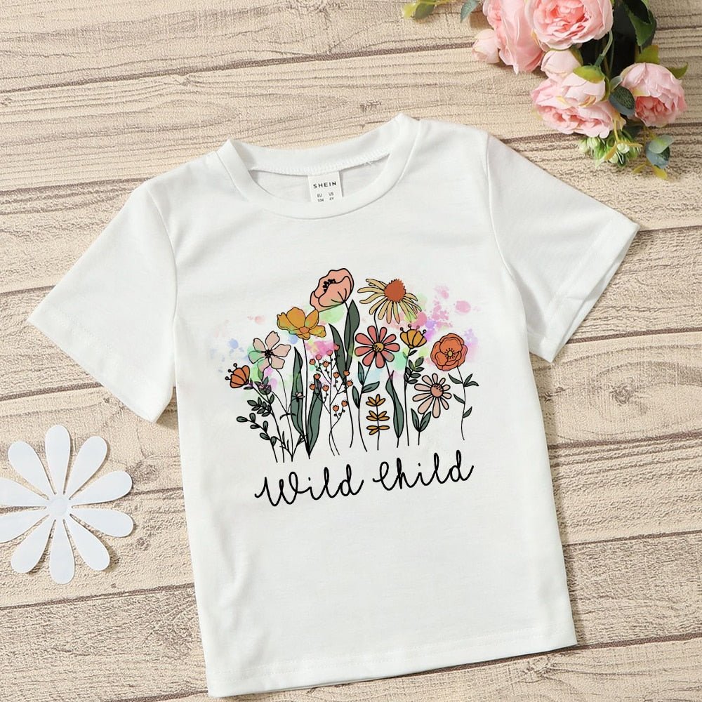 Wild Child Kids Shirt - Girls Flower Shirt &quot;Wild Child&quot;product_type