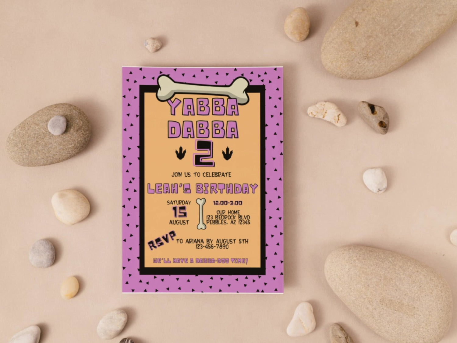 Yabba Dabba Two Birthday Invitation | Flintstones Invite Template | 2nd Birthday Invitation | Flintstones theme, baby Birthday Invitationproduct_type